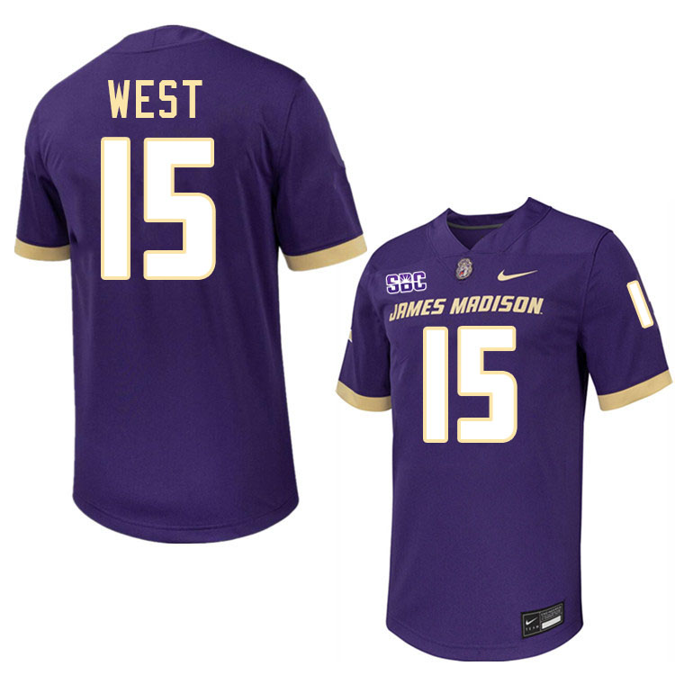#15 Sahir West JMU Jersey,James Madison Dukes Football Jerseys Stitched-Purple #15 Sahir West JMU Jersey,James Madison Dukes Football Jerseys Stitched-Purple